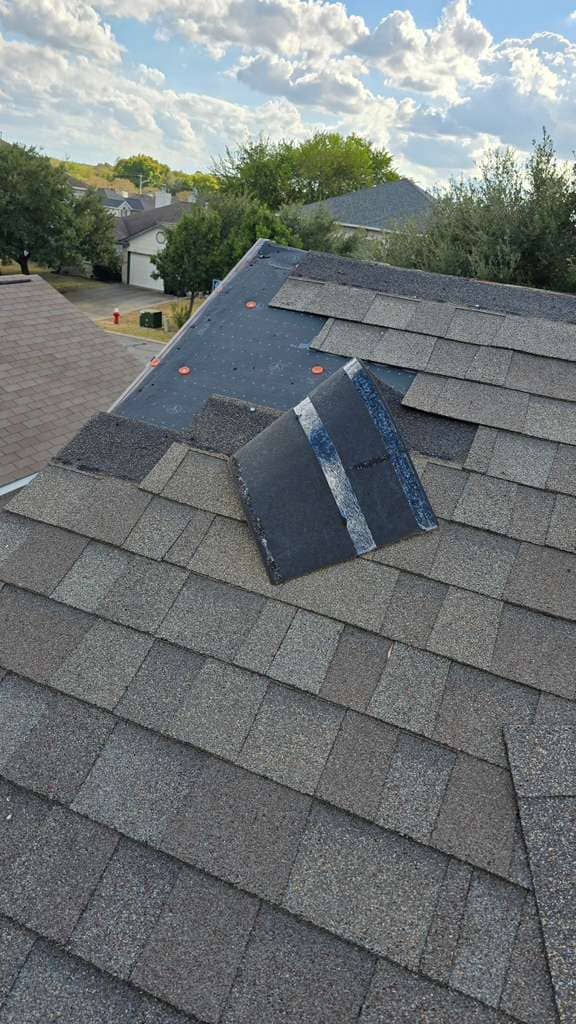 New roof install Bryan College Station underlayment and starter shingles